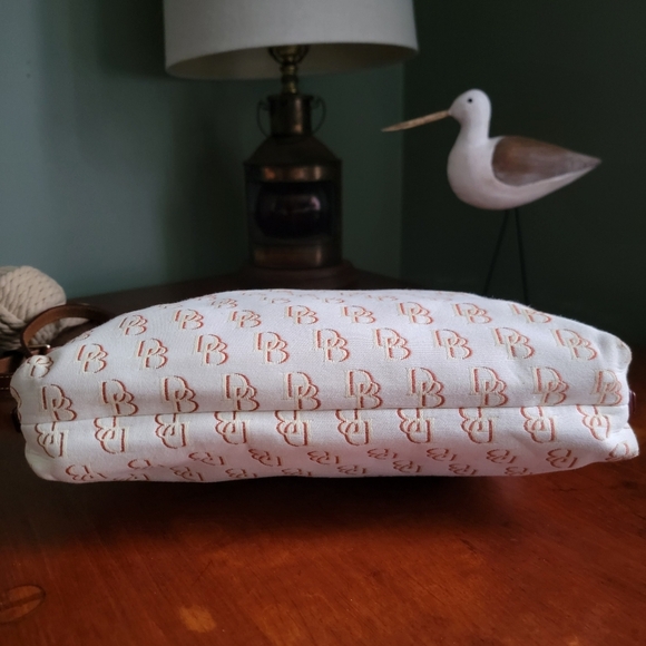 Dooney & Bourke Frederica Crossbody Cream & Brown Monogram w/ Tan Leather - Picture 10 of 16
